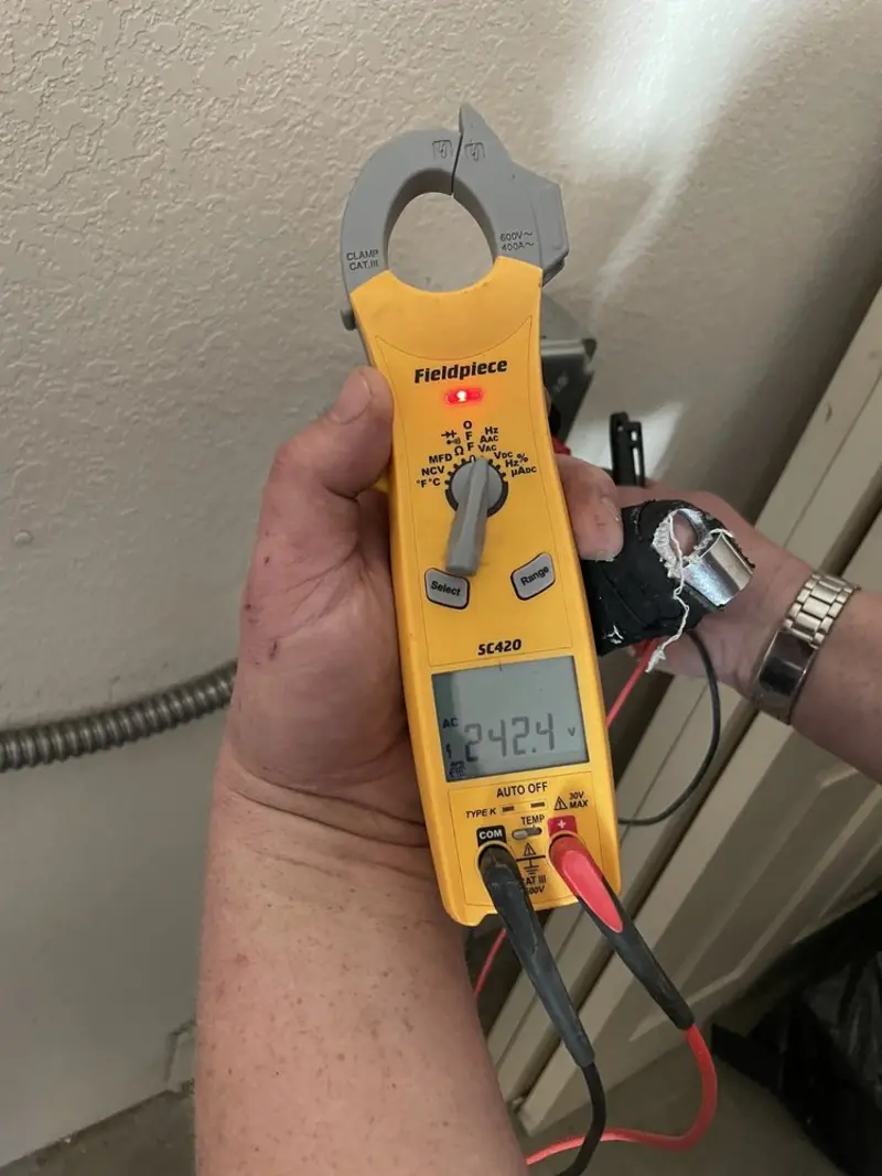 Voltage testing with clamp meter during Aluminum Wiring Replacement in Marshalltown